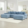 thumbnail image 3 of FFH 130" Oversized Sectional Sofa, Modern U-Shaped Modular Sectional Couches for Living Room, 3-Seater Cloud Sofa with Deep Seat and Movable Ottoman, Corduroy Upholstery Blue, 3 of 16
