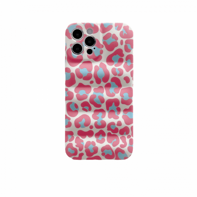 WANNGWE Pink Leopard Print Phone Case Compatible with iPhone 12, Soft TPU Flexible Silicone Case, Full Body Screen Camera Protective Cover, Shockproof, Anti-Scratch, Slim Phone Case DZ93-8586