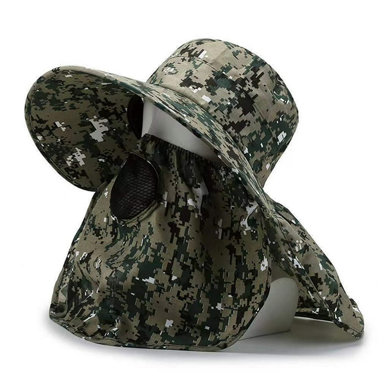 Wide Brim Fishing Hat For Men Breathable Mesh Beach Cap Camouflage Sun Uv  Protection Sun Hats