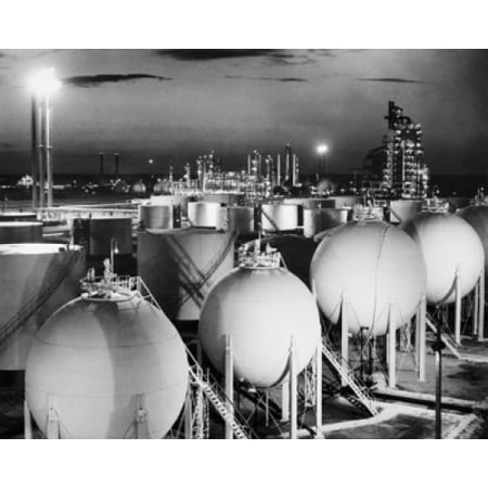 Furniture Stores Lake Charles La Fuel storage tanks at an oil refinery Cities Service Refinery Lake Charles Louisiana USA Canvas Art - (18 x 24) ()
