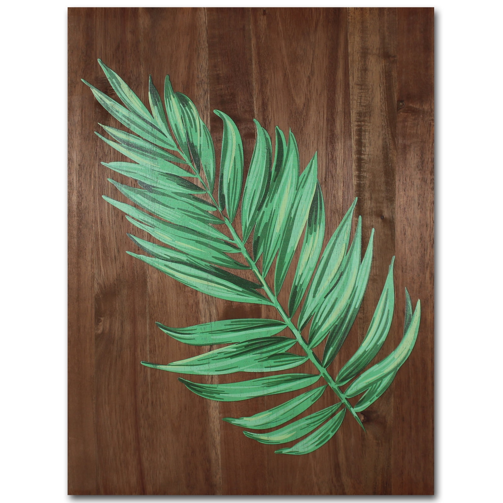 Villa Posh Wood Boho Wall Decor with Printed Sage Green Palm Leaf ...