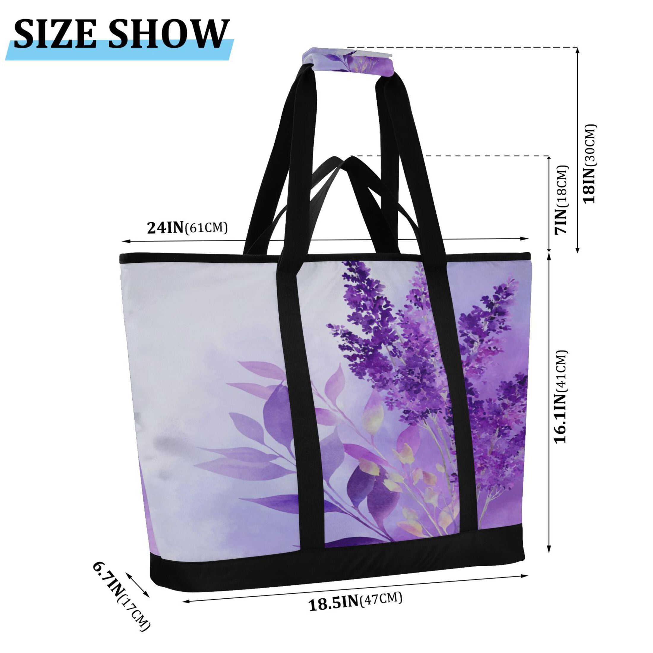 Extra-Large Wide Opening Design Capacity Hand-Held Ice Pack Thickened Insulation Layer For Long-Lasting Cold Retention For Outdoor Shopping Picnics And Camping Watercolor Lavender Clip Art