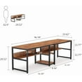 thumbnail image 3 of Tribesigns Two Person Desk with Bookshelf, 78.7 Computer Office Double Desk for Two Person with Shelf for Home Office (Brown), 3 of 7