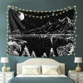 thumbnail image 4 of Black and White Tapestry Starry Night Mountain Tapestries for Bedroom Aesthetic Moon and Stars Tapastries Wall Hanging Dark Nature Forest Wall Tapestry for Living Room Dorm 60 x 40 Inch, 4 of 8