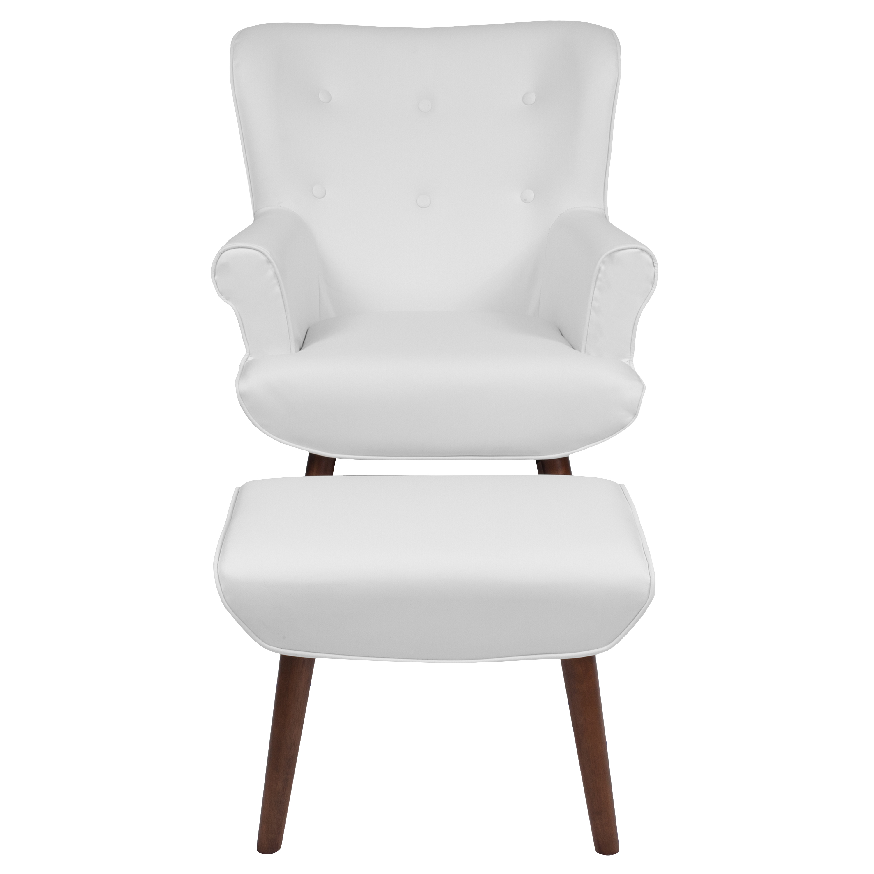 Flash Furniture Bayton Upholstered Wingback Chair with Ottoman in White LeatherSoft - image 4 of 4