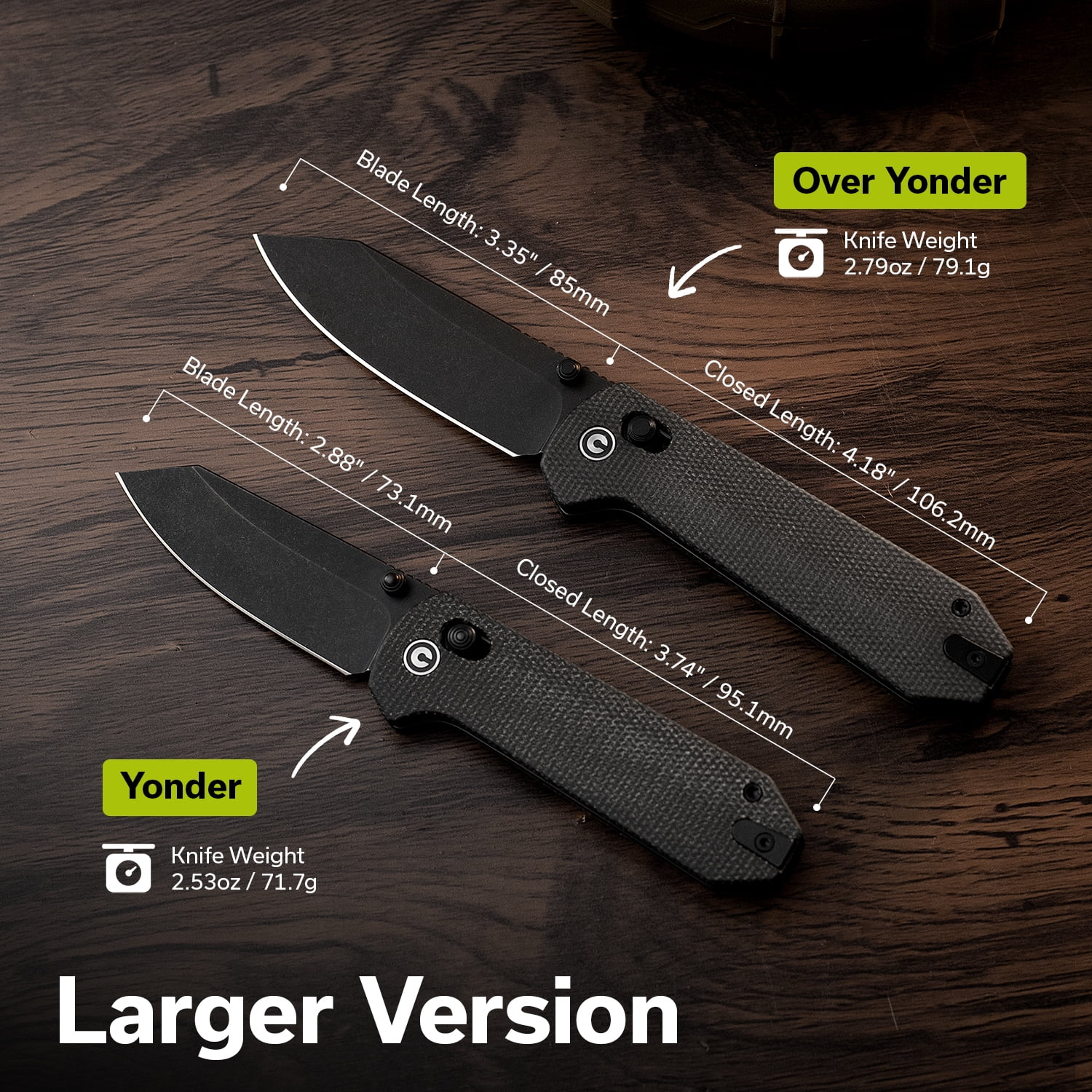CIVIVI Over Yonder Pocket Knife Folding Knife with 3.35" Black Stonewashed 14C28N Blade Thumb Stud & Crossbar Lock Knife Dark Green Canvas Micarta Handle C25027-1
