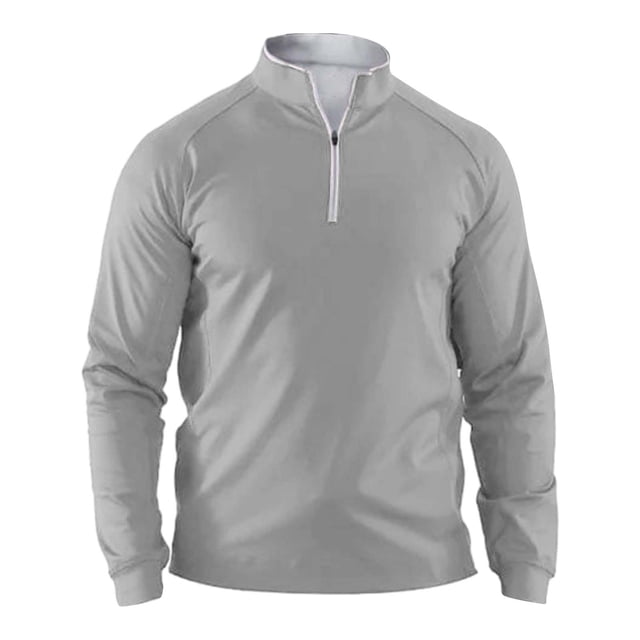 Prolriy Chemises pour Hommes, Chandail à Manches Longues à Fermeture à Glissière 1/4, Chandail de Performance à Fermeture à Glissière 1/4, Chandail à Manches Décolleté pour Hommes, Gris TG