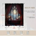 thumbnail image 5 of Gothic Castle Shower Curtain Full Moon Night Vintage Medieval Enchanted Castles Witchcraft Red Rose Rustic Spooky Landscape Fabric Bathroom Decor Set with 12 Hooks, 5 of 7
