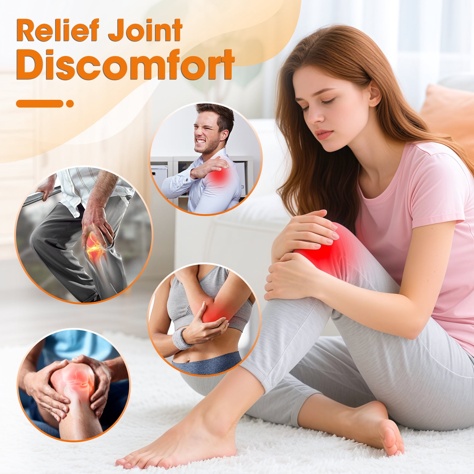 Cordless Heated Knee Massager, 3 in 1 Knee Massager with Heat and Vibration, Portable Electric Massage Knee Heating Pad for Elbow Shoulder Brace Wrap, 3 Vibration Heat, LED Display