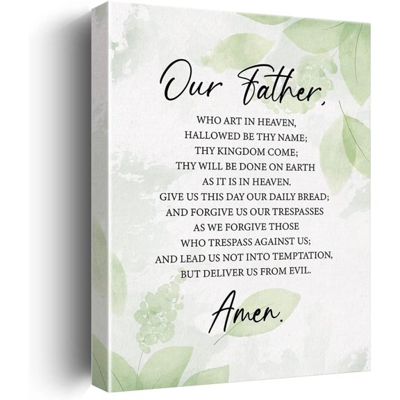 Inspirational Bible Verse Wall Art Decor Religious the Lord's Prayer Canvas Painting Framed Scripture Canvas Artwork Print Poster 12"x15" Decoration for Home