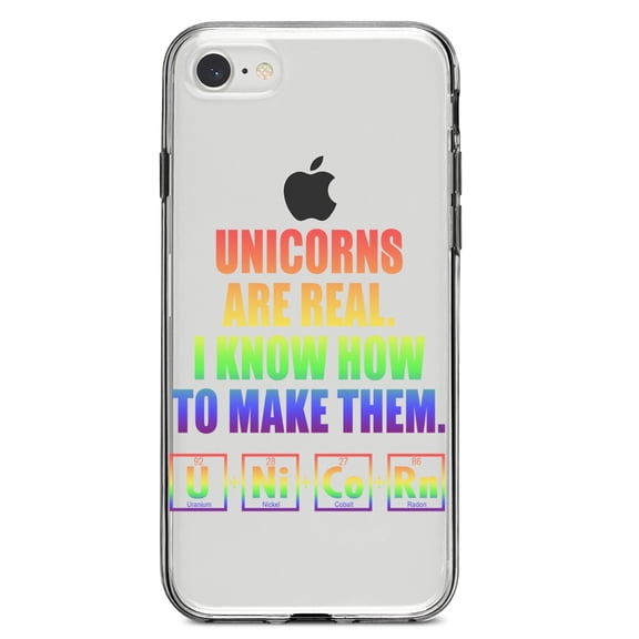 DistinctInk Clear Shockproof Hybrid Case for iPhone 7 8 SE (2020 Model) 4.7" Screen TPU Bumper Acrylic Back Tempered Glass Screen Protector - Unicorns Are Real. I Know How To Make Them