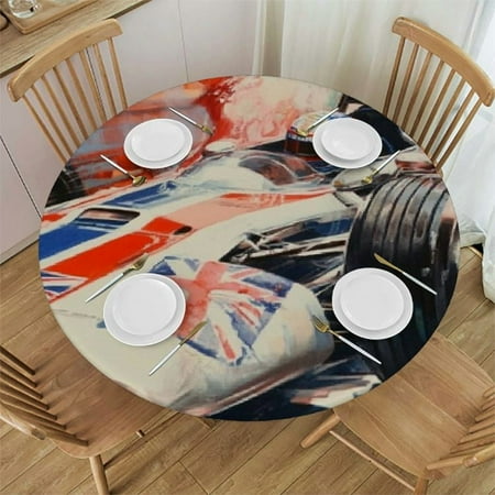 Race Car Fitted Tablecloth with Elastic Edge Waterproof Table Cover
