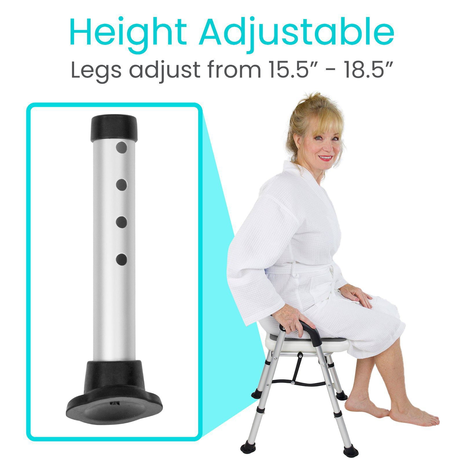Vive Foldable Shower Chair for Elderly & Disabled – Portable Shower Seat with Back & Arms for Seniors & Handicap Use