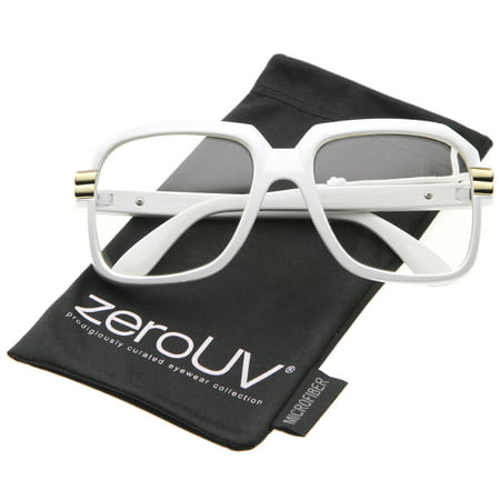 zeroUV - Large Colored Metal Accent Temple Clear Lens Square Glasses 55mm - 55mm