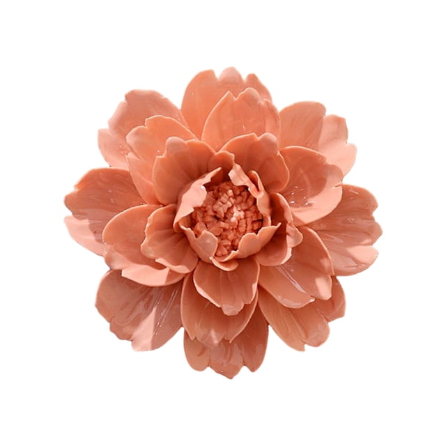 Matsuzay Flores de cerámica para colgar en la pared, manualidades pastorales para el hogar, adhesivo para el salón, TV, Hotel, tienda de Decoración del hogar Naranja Largo