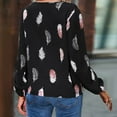 thumbnail image 4 of ZZwxWA Fashion Womens Loose Fit Cute Party Tops Oversize Comfortable Blouse Feather Print Womens Tops Dressy Long Sleeve Tunic Tops V-Neck T-shirts On, 4 of 4