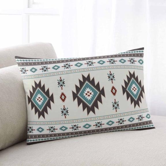 Southwest Ethnic Queen Size Pillow Cover, Pillowcase Protectors with Zipper, Breathable Decorative Throw Pillow Case Cover, Boho Aztec Tribal Abstract Aesthetic Pillow Shams for Couch Sofa 20x30Inch