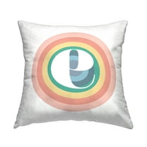 Stupell Industries Rainbow Circle Letter E Square Decorative Printed Throw Pillow, 18 x 18