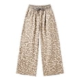 thumbnail image 6 of Women Leopard Sweatpants Baggy Wide Leg Pants Fall Y2K Lounge Sweat Pants with Pockets,Straight Leg, Pull on, Gym,Beige,S, 6 of 6