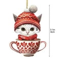 thumbnail image 3 of Taicans Cute Cat in Red Tea Cup Christmas Ornament - 8cm/3.1in Handmade Holiday Tree Decoration,Festive Gift for Xmas,Cute Hanging Decor,2D, 3 of 7