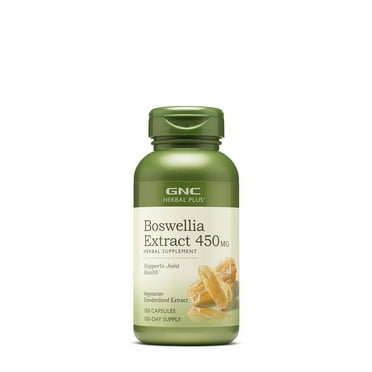 GNC Herbal Plus Boswellia Extract 450mg Supplement, Vegetarian, Supports Joint Health, 100 Capsules, 100 Servings