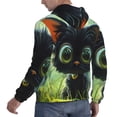 thumbnail image 6 of Goofa Cute Big-Eyed Black Cat for Men's Hooded Sweatshirt - Lightweight Pullover Hoodie with Kangaroo Pocket, Perfect for Everyday Wear-Small, 6 of 7