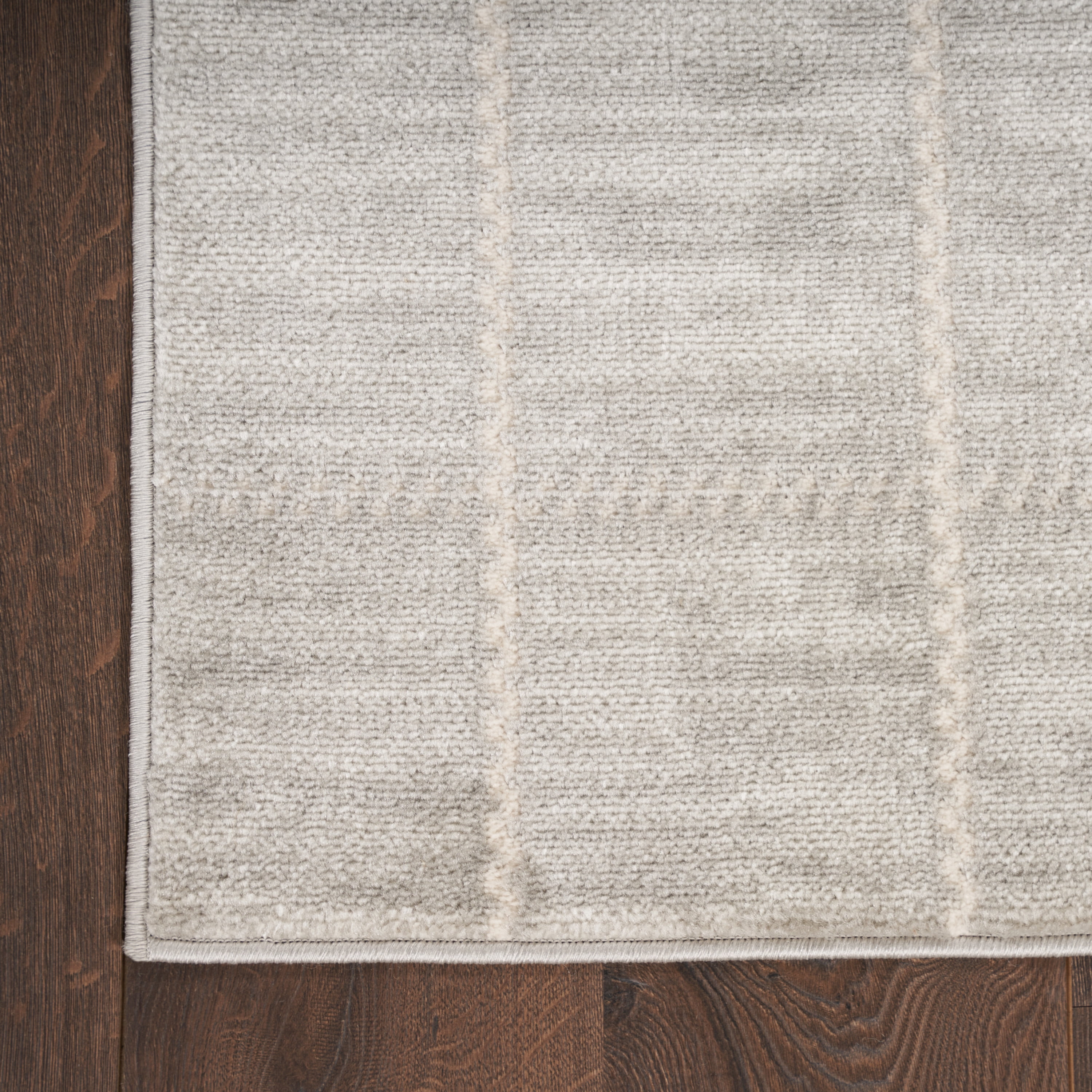 Nourison Serenity Home Geometric Light Grey 2'2" x 7'6 Area Rug (2x8)