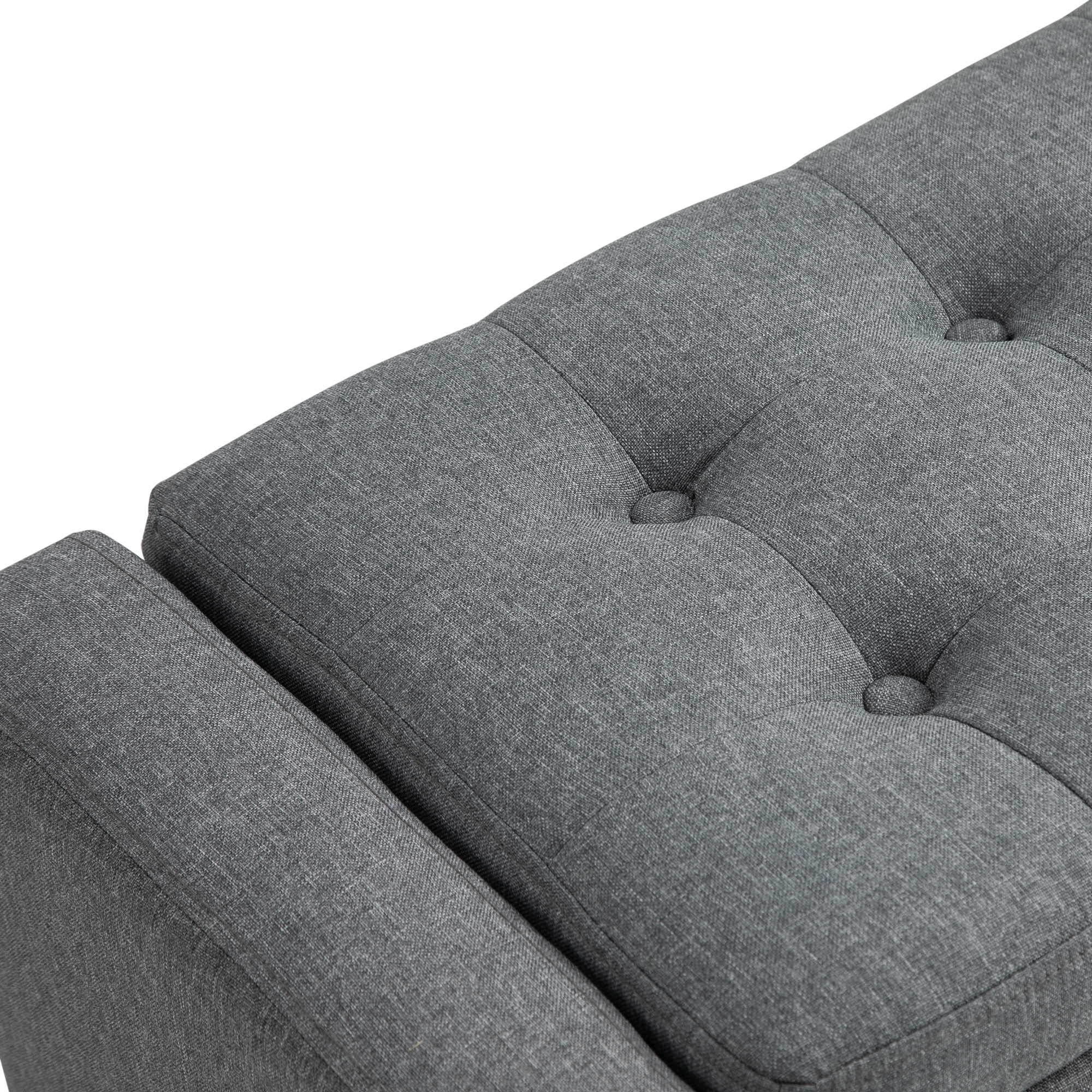 Homcom Storage Ottoman, Linen Upholstered, Gray photo 5