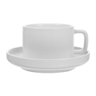 Vertex Demitasse Cup & Saucer, Bowl Shape, 3.5oz - White