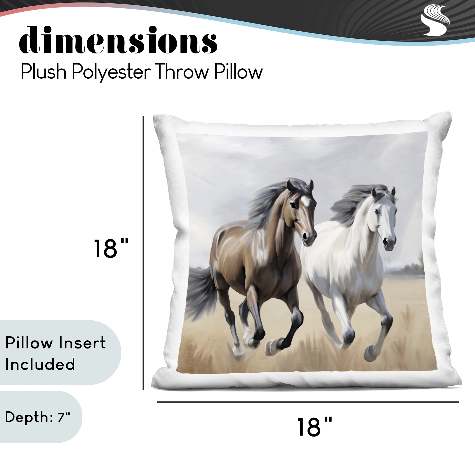 Stupell Industries Wild Run Twin Horses Decorative Printed Throw Pillow, design by Kim Allen