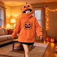 thumbnail image 4 of HomeDM Womens Halloween Pumpkin Hoodie Long Sleeve Orange Novelty Sweatshirts for Party Holiday Outfit, 4 of 5