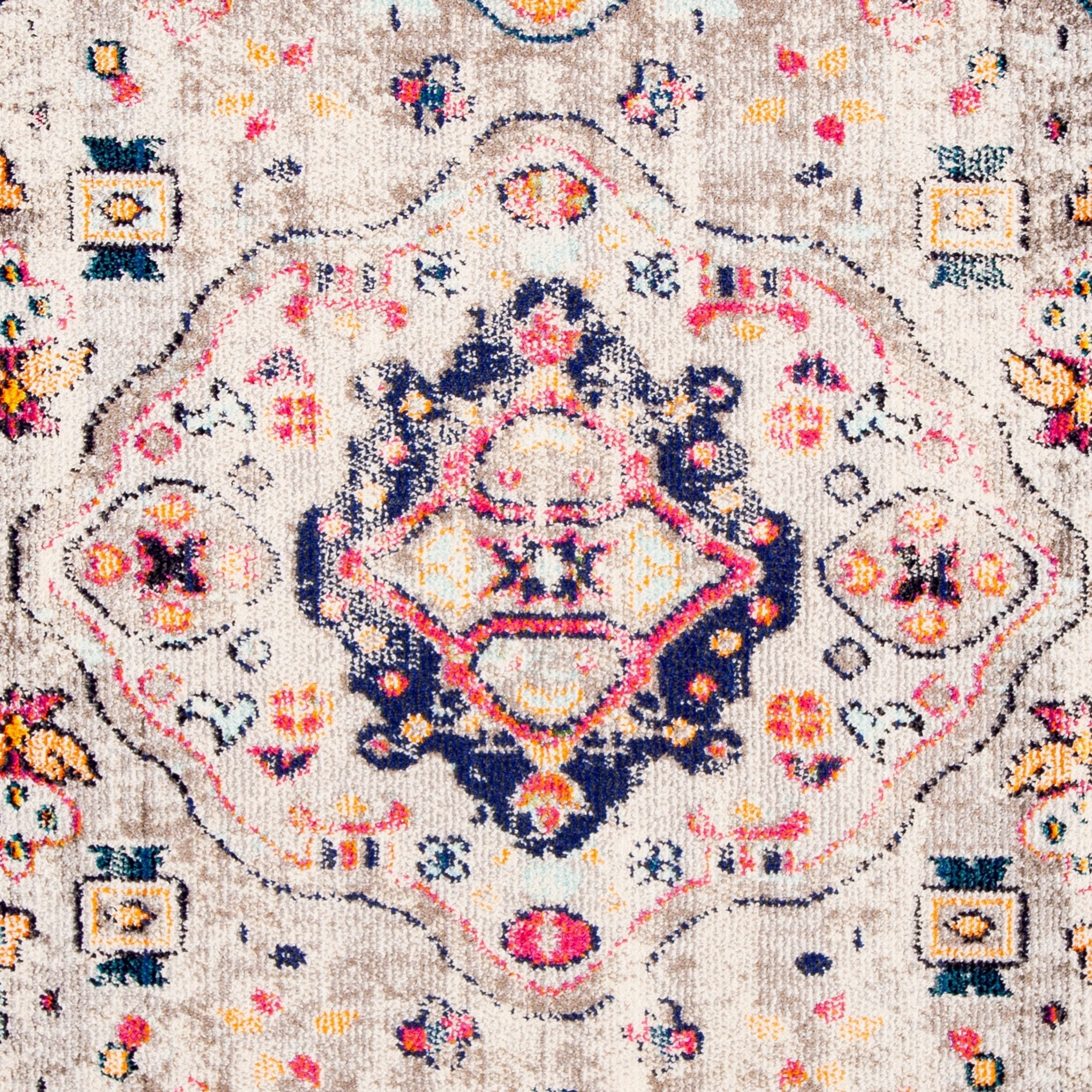 SAFAVIEH Madison Trenton Vintage Traditional Area Rug, Grey/Blue, 6'7" x 6'7" Round