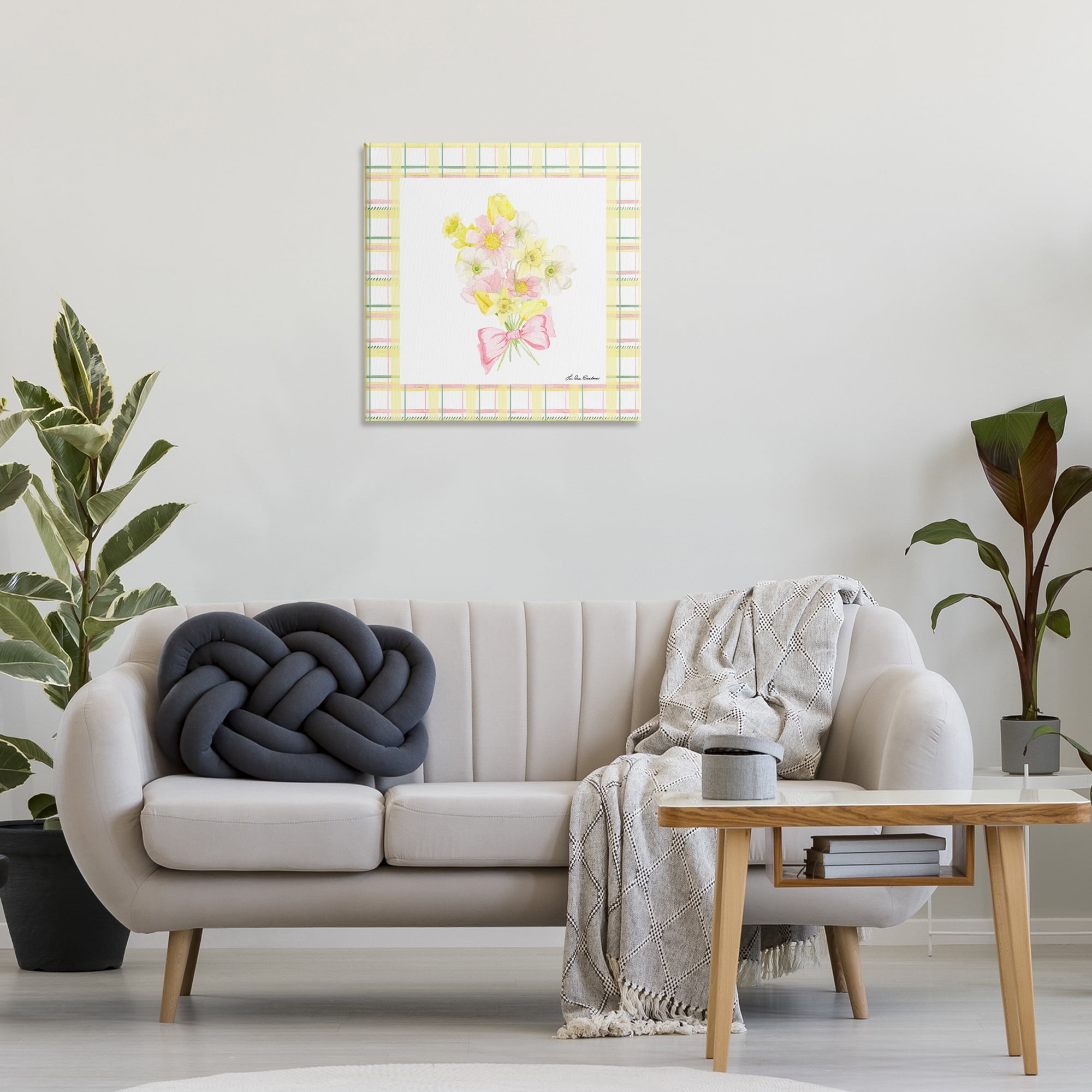 Spring Daffodils on Plaid Canvas Wall Art, design by Lee Ann Sanders