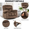 thumbnail image 5 of Manual Rocker Recliner with Massage and Heat, 360° Swivel Rocker Recliner Chair for Living Room, 22.8in Oversized Rocking Recliners for Adults with Cup Holder, Side Pocket, Brown, 5 of 10