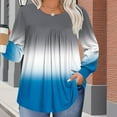 thumbnail image 5 of Heisall Womens Plus Size Tops Long Sleeve Round Neck Loose Casual Ombre T-Shirts Home Daily Wear, 5 of 6