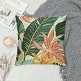 thumbnail image 2 of Acheng Tropical Pillow Covers Summer Hawaiian Style Coral Orange Aqua Blue Green Leaf Print Decorative Throw Pillows Outdoor Modern Decorations Pillow Cases for Couch Sofa Bed Decor  White, 2 of 5