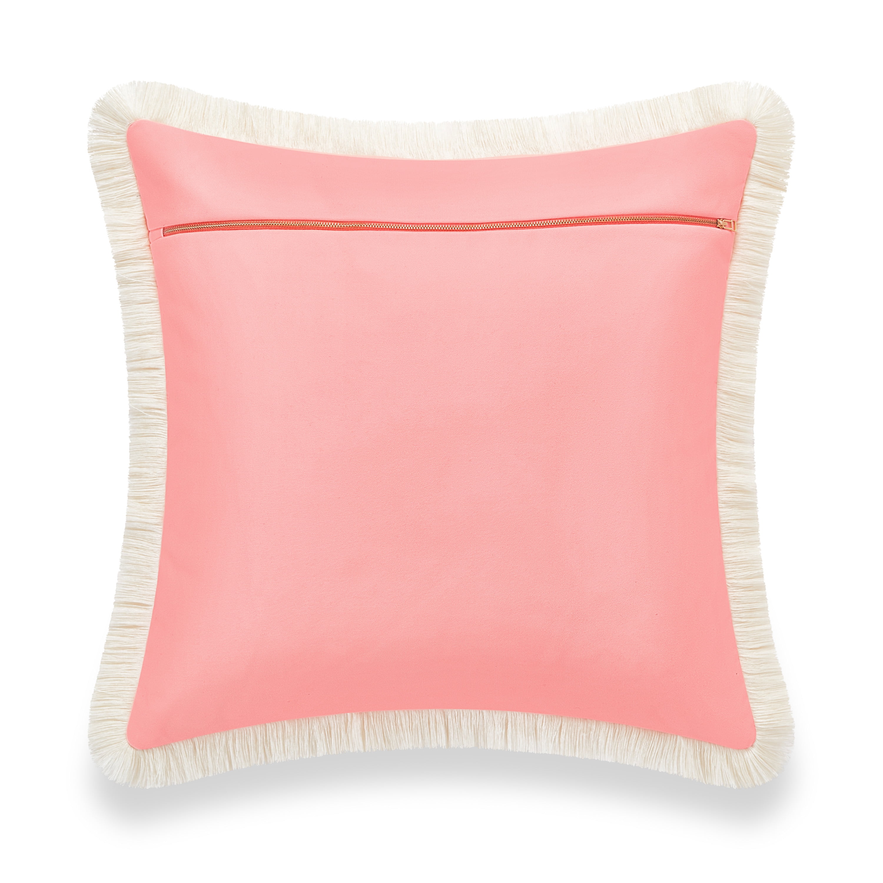 Hofdeco Premium Tropical Patio Indoor Outdoor Pillow Cover Only, 20"x20" Water Resistant for Backyard, Couch, Pink Leopard Fringe