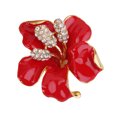 thumbnail image 3 of Pin de broche de flor rojo de aleación de diamantes de imitación para mujer Clip de bufanda, 3 of 8
