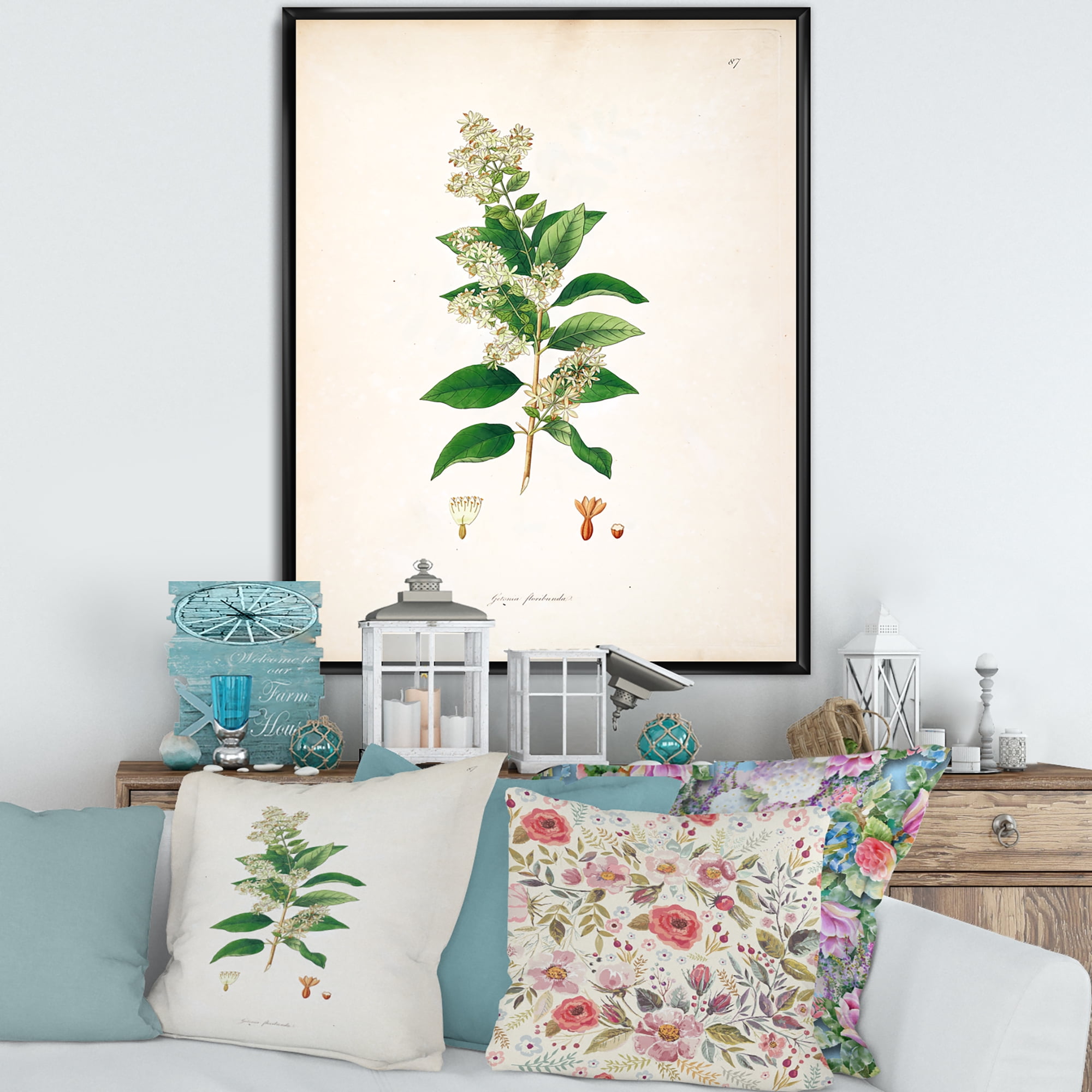 Designart 'Ancient Botanicals XVII' Farmhouse Framed Canvas Wall Art Print