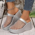 thumbnail image 5 of Platforms Wedges for Women Colse Toe Hollow Out Fishnet Mesh Sandals Arch Support Indoor Outdoor Beach Walking Standing Silver Women Sandal, 5 of 8