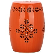 Safavieh Quatrefoil Drum Indoor/Outdoor Garden Patio Stool, Orange