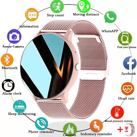 Reloj Inteligente Mujere Hombre Deportivo Llamada Bluetooth Xtellar Color De La Correa Rosa