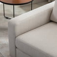thumbnail image 6 of Guyou Linen Armchair, Mid Century Modern Button Tufted Accent Chair, Upholstered Single Sofa with Wooden Legs, Club Chair for Living Room Bedroom Reading, Beige, 6 of 8