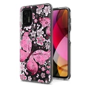 Xpression Phone Case For Samsung Galaxy A26 Hybrid Clear Frame with Trendy Pattern Design, Shockproof Hard Back & TPU Rubber Cover, Pink Butterfly