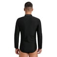 thumbnail image 5 of Raenseen Men's Sparkly Rhinestones Latin Dance Shirt Leotard V Neck Long Sleeve Figure Skating Black M, 5 of 7