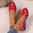 thumbnail image 3 of Rokment Glitter Bow Wedges Ballet Flat Dress Shoes for Women Ladies Bride Wedding Spring Fall Leather Bowknot Round Toe Low Heel Ballerina Walking Loafers Red Size 7, 3 of 7