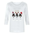 thumbnail image 4 of TSADFHJI Hauts pour Femmes Élégants Travail 2024 T-Shirt de Noël Décontracté Rouge Verre Graphique T-Shirt Mode Manches 3/4 Hauts Col Rond de Noël S Blanc, 4 of 5