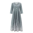 thumbnail image 3 of Viikei Plus Size Short Sleeve Dress for WomenPrinted Slimming Buttons V-Neck Half Sleeve Long Dresses, 3 of 4