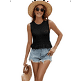 thumbnail image 3 of Women Cute Crop Sweaters Vest Knit Sleeveless Pullover Tops Crochet Ruffle Hem Tank Black XL, 3 of 7