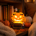 thumbnail image 5 of Halloween Pumpkin Ghost Table Lamp, Orange Resin Handcrafted Night Light with Warm LED Glow, Spooky Decor for Bedroom Desk Bar Mantel Party Home, 5 of 6